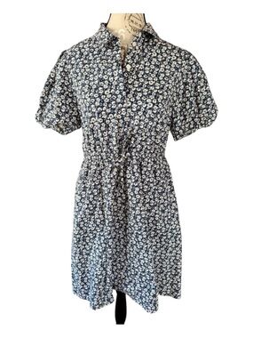 J. Crew Factory Navy Floral Shirt Dress • Size 6 •  Pockets